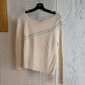 St. John Cream Sweater with Chain Accent